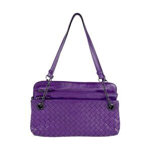 BOTTEGA VENETA Purple Leather Intrecciato Bag